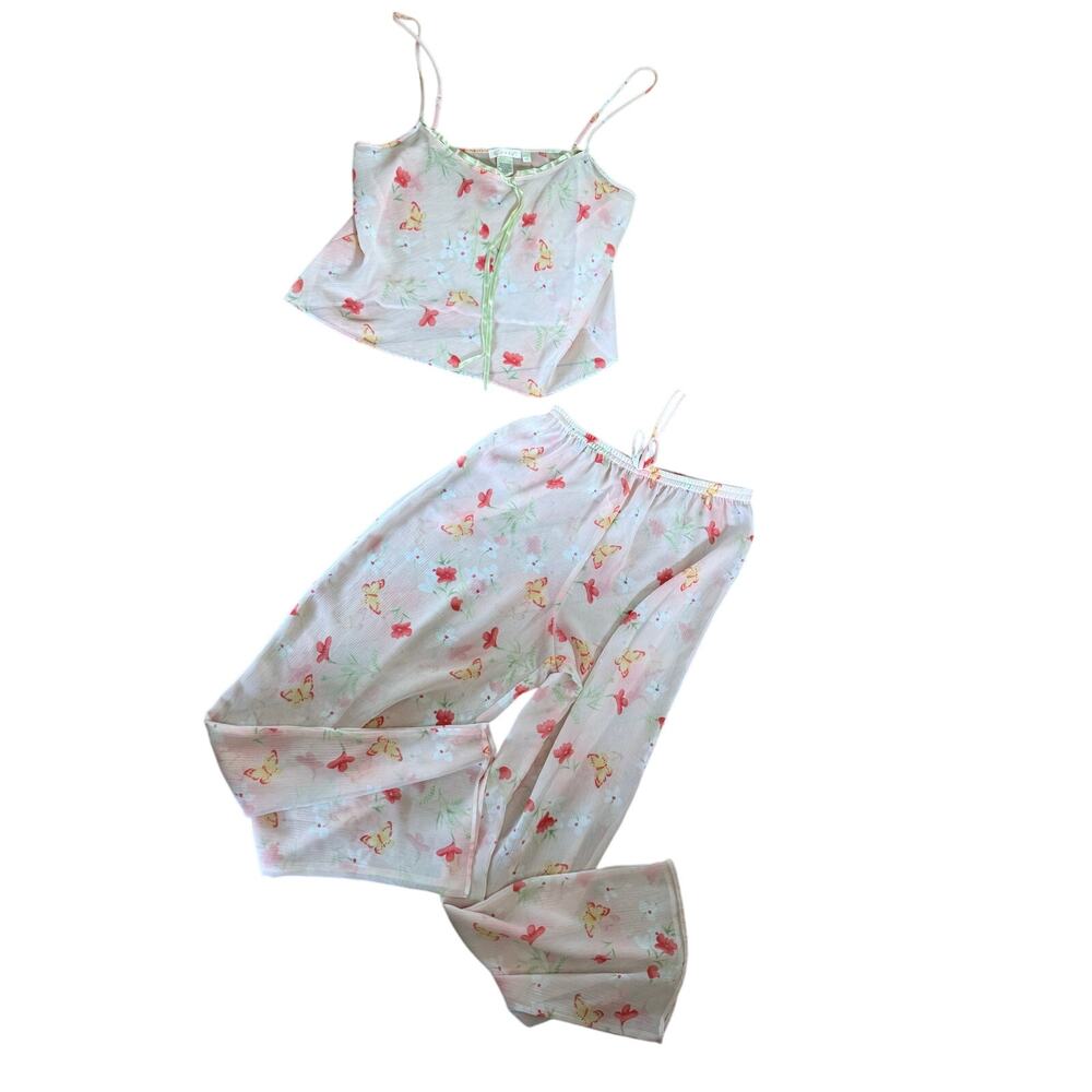 Cerie y2k pink floral print two piece lounge pajama set